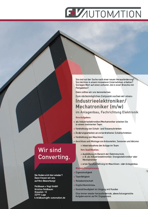 Industrieelektroniker/Mechatroniker (m/w) Industrieelektroniker/Mechatroniker (m/w)